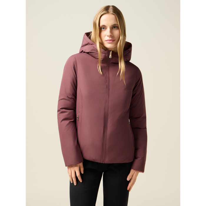 Oltre - Piumino lightweight corto con cappuccio - Bordeaux