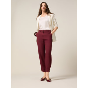 Oltre - Pantalones baggy de lino/viscosa - Burgundy