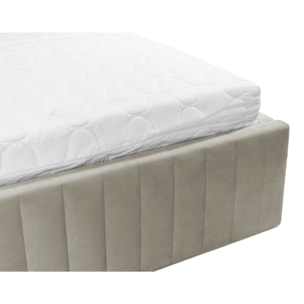 Stuart - lit coffre - 160x200 cm - sommier inclus - en velours - Beige