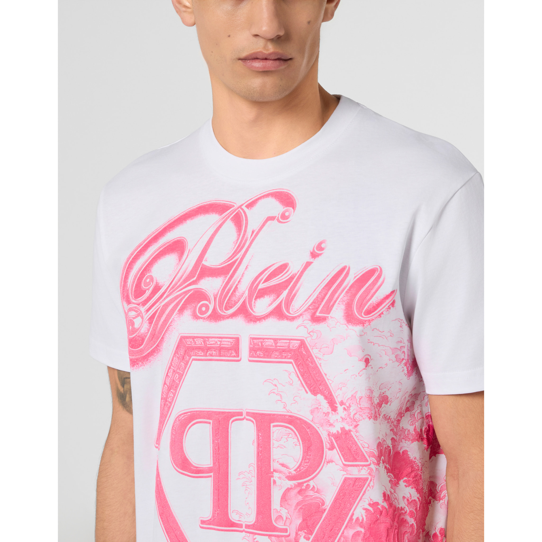 PHILIPP PLEIN Round Neck T-Shirt Ceramic Signature