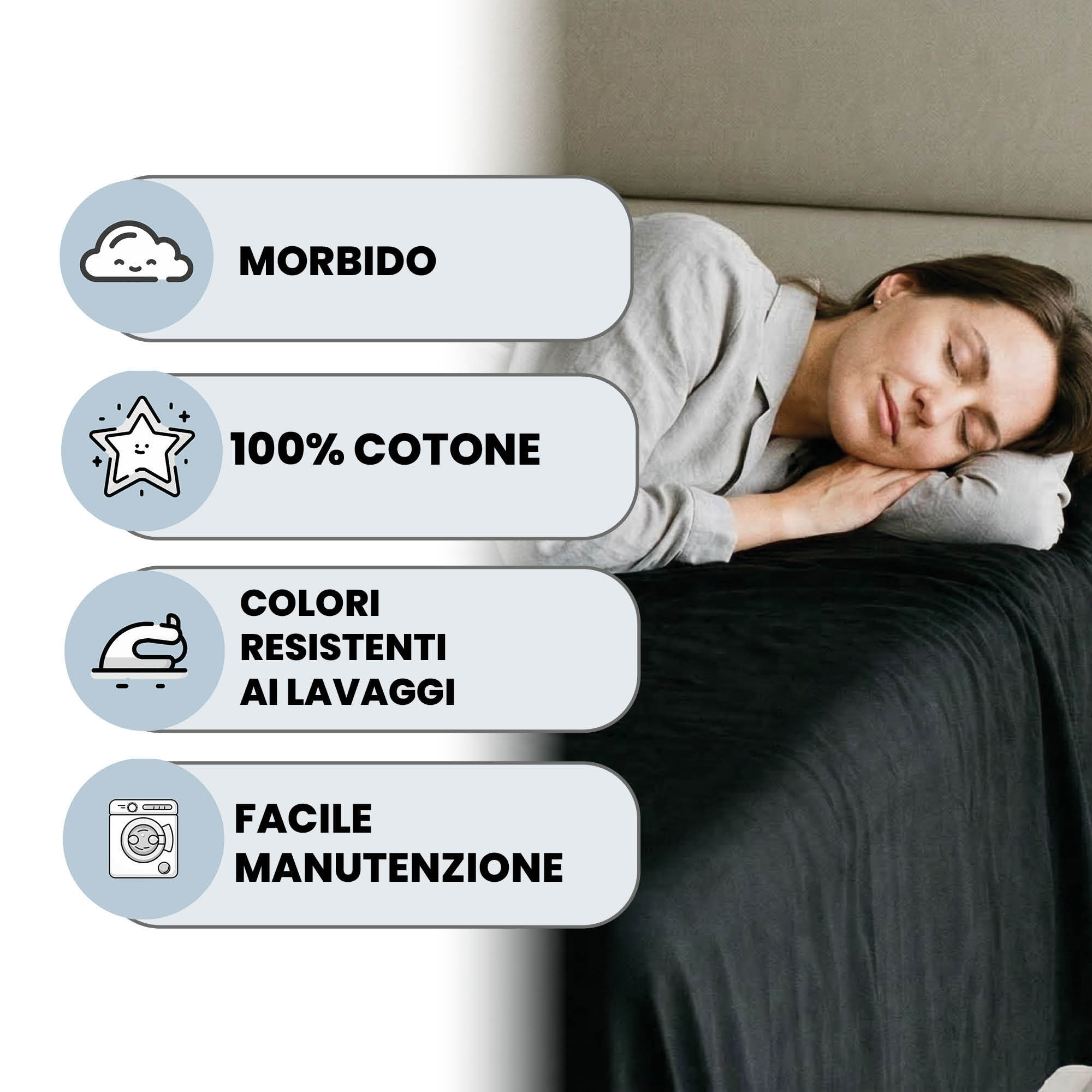 LENZUOLO SOPRA MAX COLOR, 100% Cotone, Tinta Unita, Made in Italy - NERO