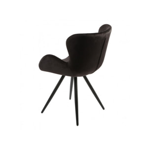 Chaise en velours avec piètement en métal noir - LILOU