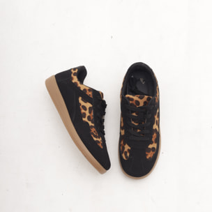 SNEAKERS FLAT ANIMALIER NERO