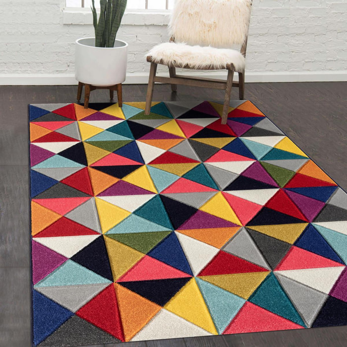 Tapis Tene motif géométrique destructuré multicolore