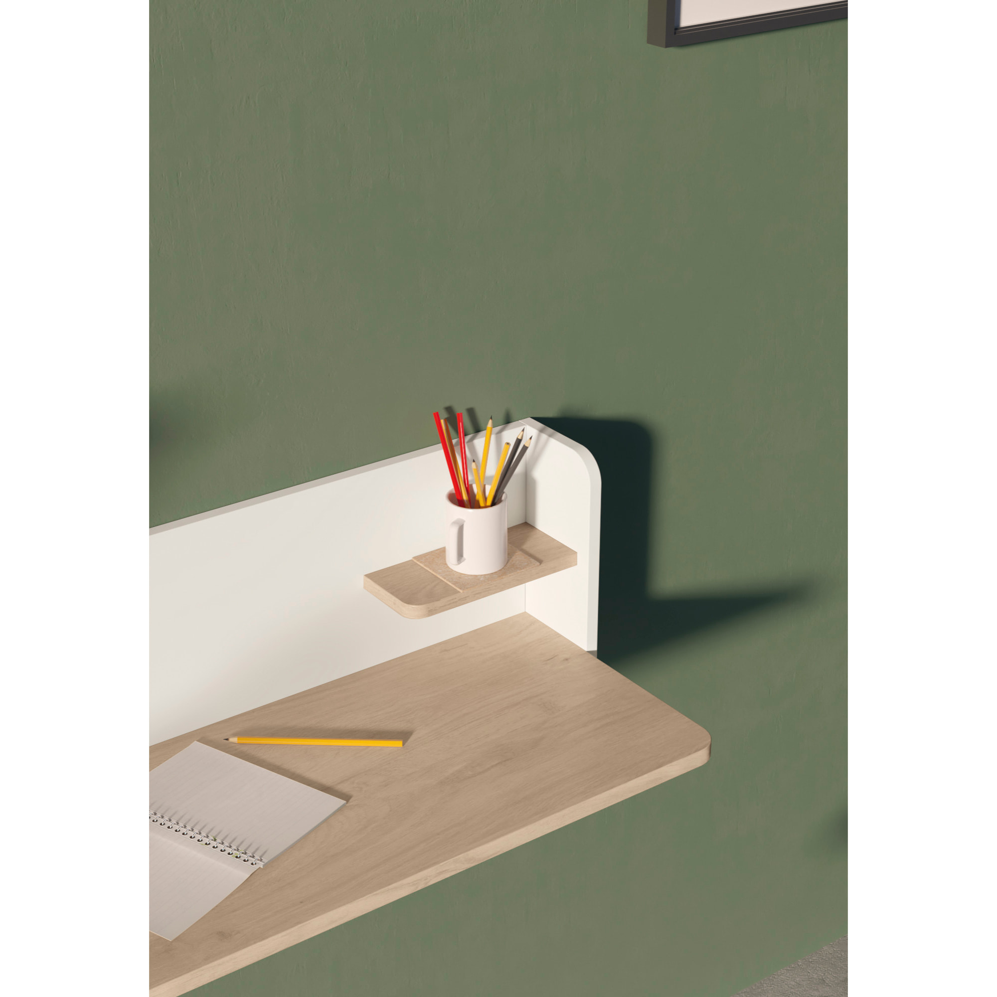Escritorio pared Valencia roble claro y blanco 25x90x35 cm