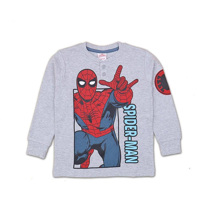 Spiderman Pigiama Lungo Autunno Inverno Grigio Lui Marvel Grigio