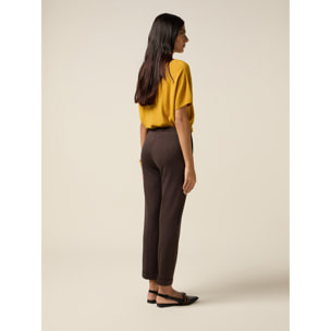 Oltre - Pantalones pitillo en punto milano - Marrón