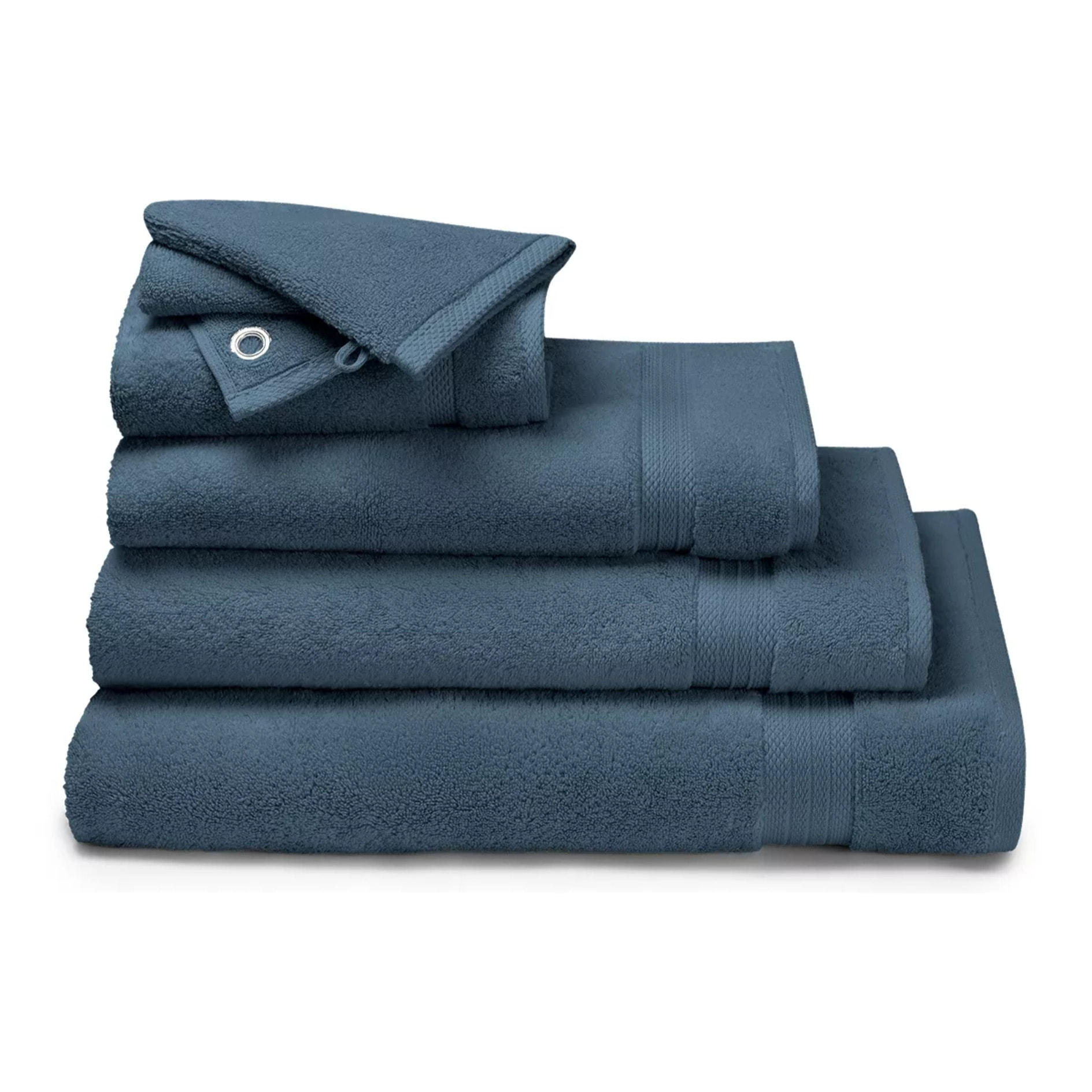 Carre avec oeillet pur coton 550 g/m² uni bleu Elea bleu ardoise
