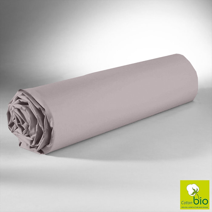 Drap housse 100%coton bio 57fils/cm2 beige