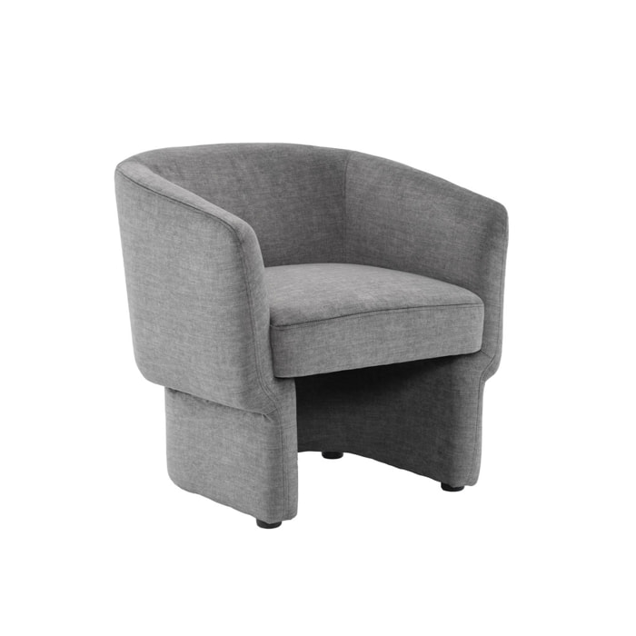 Fauteuil relax en tissu avec forme de dossier et piètement arrondis gris foncé