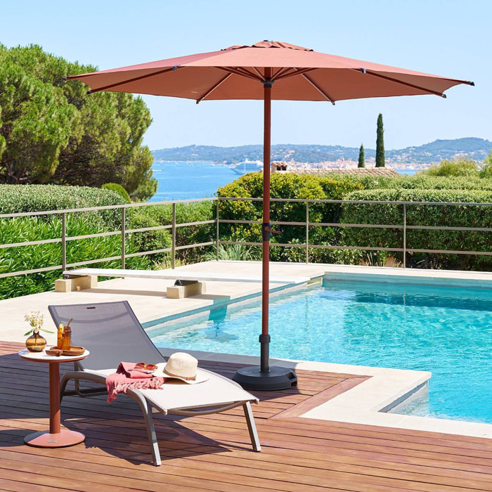 Parasol droit rond inclinable Loompa 3m acajou