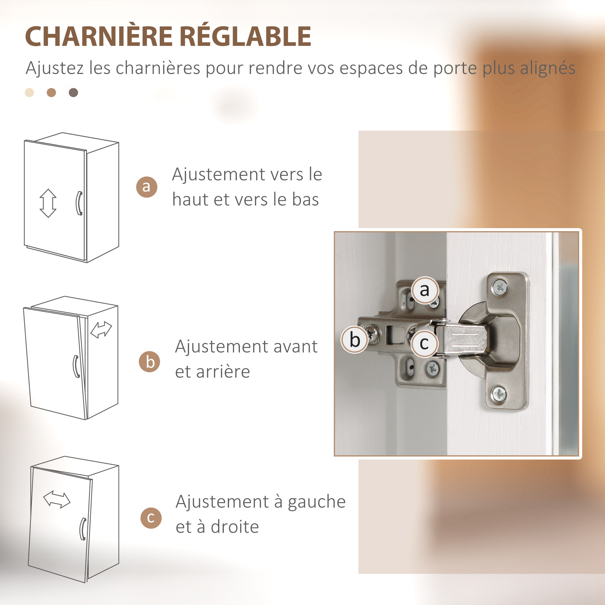 Armoire de rangement - 2 portes - 7 étagères - dim. 76L x 36l x 160H cm - blanc aspect chêne clair verre