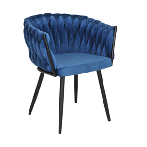 Chaise en velours tressé avec accoudoirs et pieds en métal - MELODIE 2