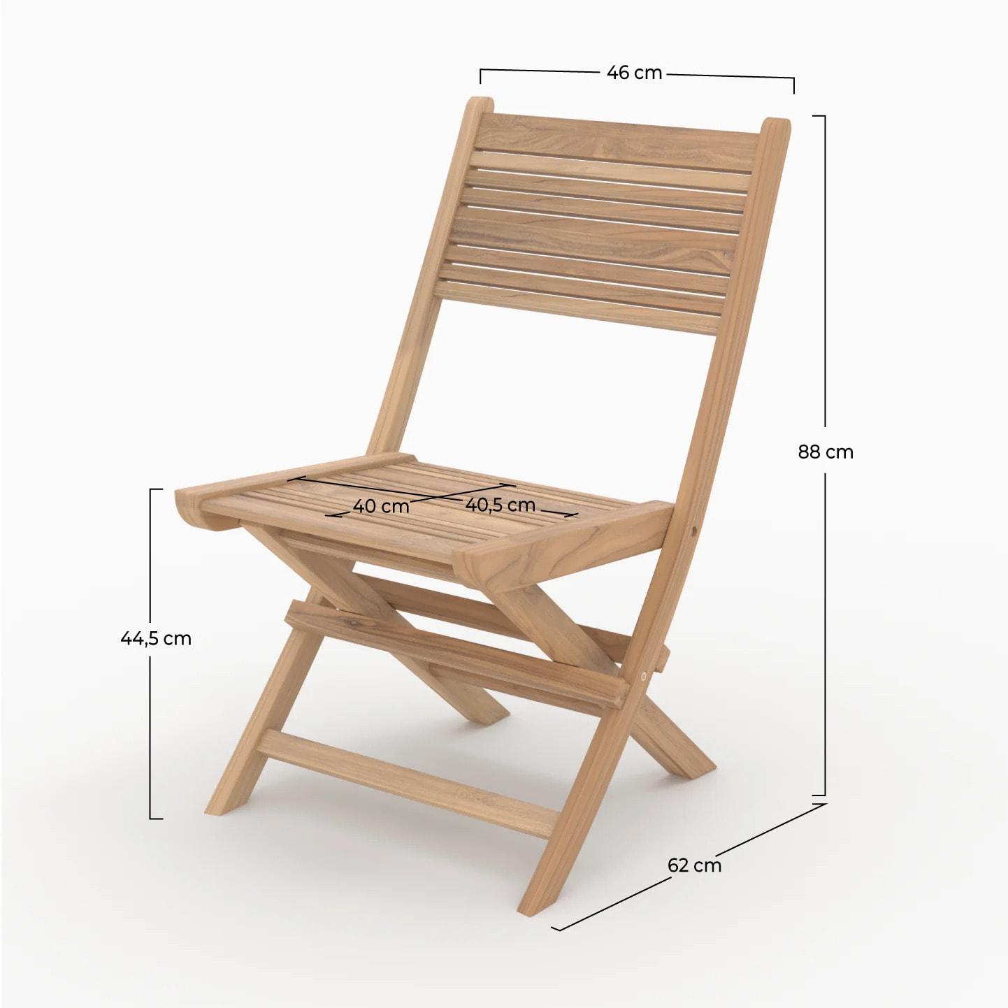 Lot de 2 chaises de jardin pliantes en teck - Nido