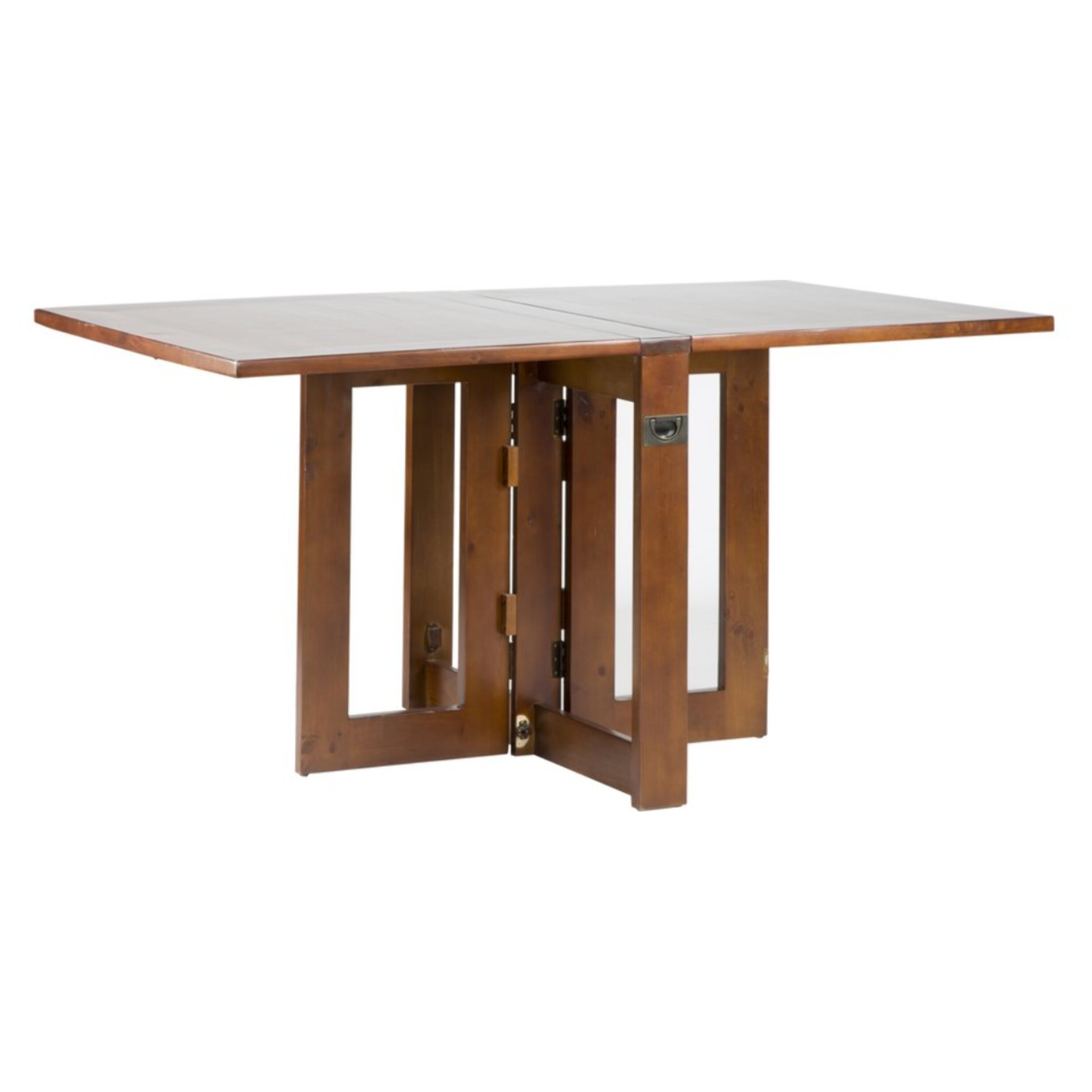 Table à manger pliante Tan -bois massif de mindi et placage naturel de mindi-couleur teck 160 x 78 x 90 cm