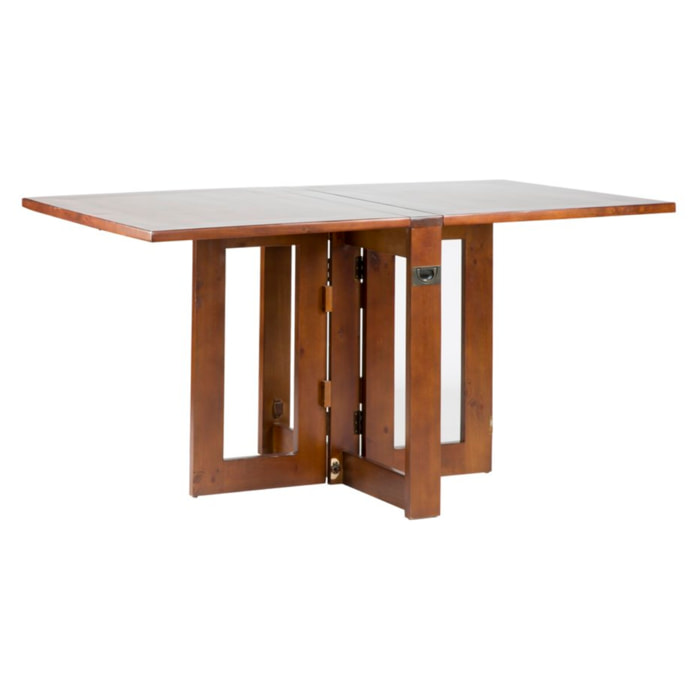 Table à manger pliante Tan -bois massif de mindi et placage naturel de mindi-couleur teck 160 x 78 x 90 cm