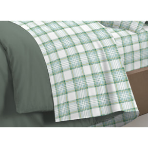 Completo Lenzuola In 100% Cotone Orsetto Tartan Primavera