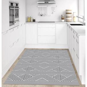 Alfombra de vinilo Zigzag Zen 66x180 cm - PVC antideslizante, vinilica para cocina o salón, lavable, estilo geométrico