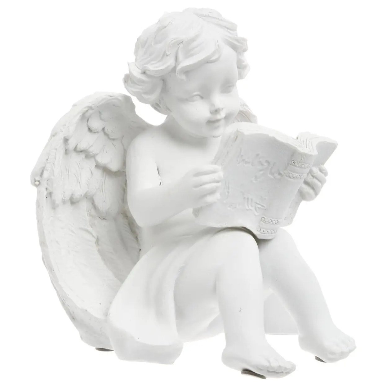Ange assis H.15,5cm résine