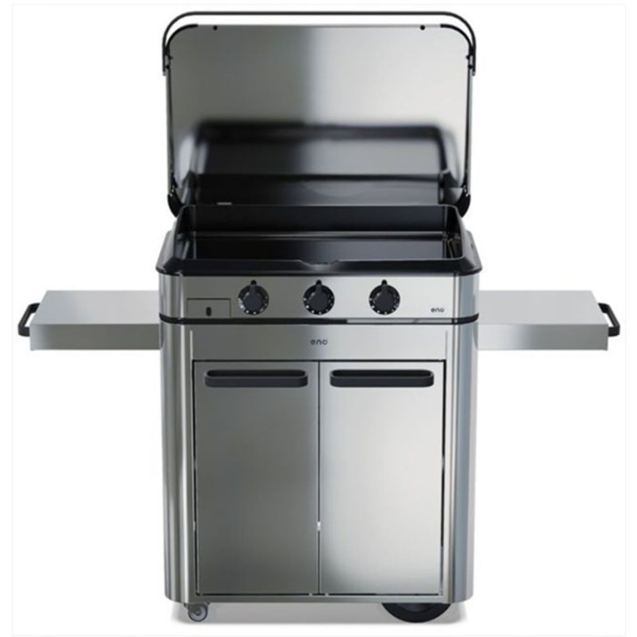 Plancha gaz ENO Combo enosign 80 inox 3 brûleurs sur chariot, 69x40 cm