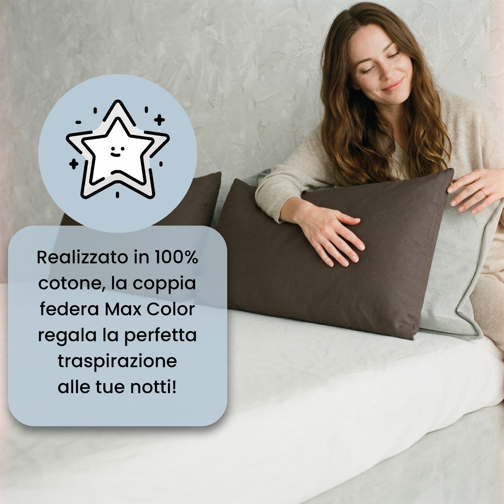 COPPIA FEDERE MAX COLOR, 100% Cotone, Made in Italy - MARRONE