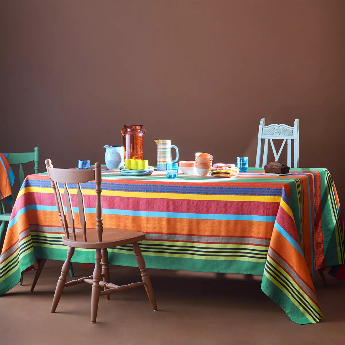 Nappe pur coton motif jacquard multicolore Mille arizona pampa