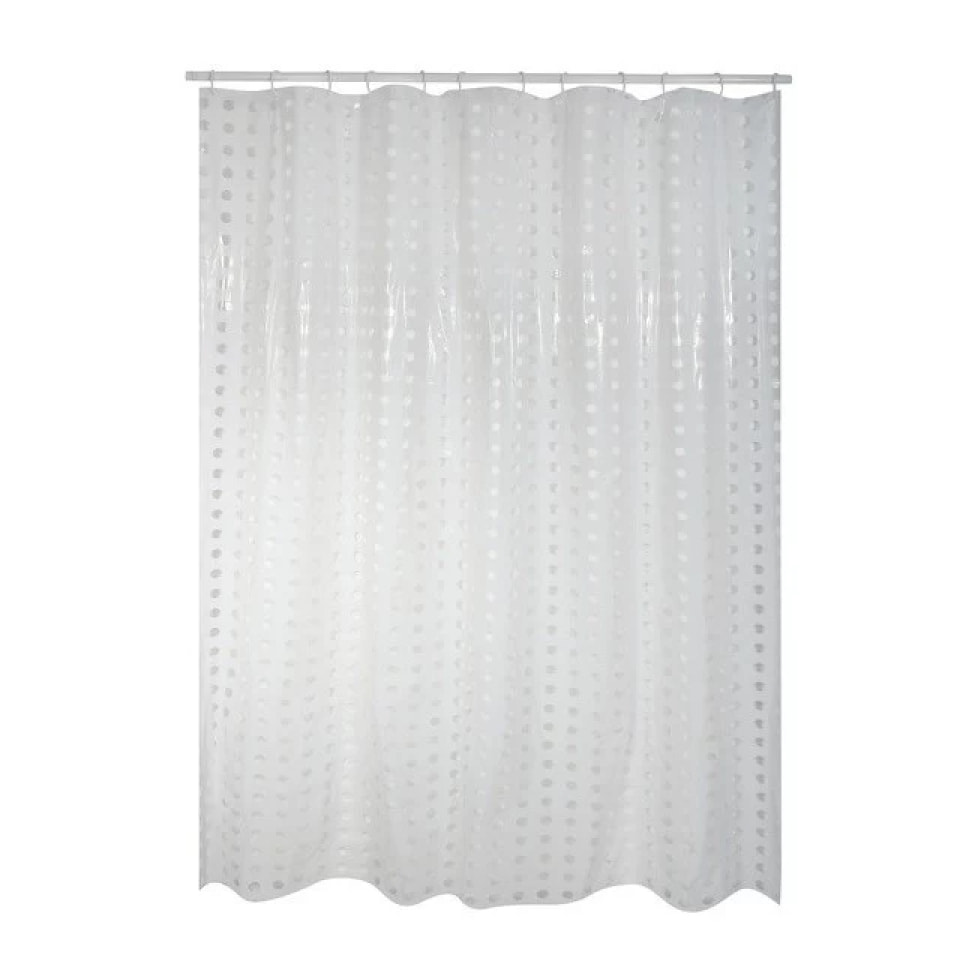 Rideau de douche PVC 180x200cm Blanc - Anneaux inclus MSV