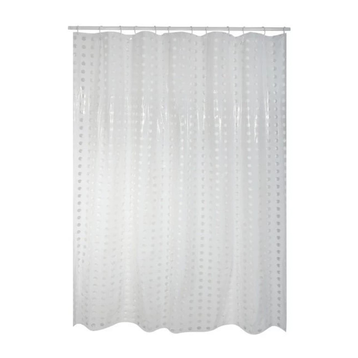 Rideau de douche PVC 180x200cm Blanc - Anneaux inclus MSV