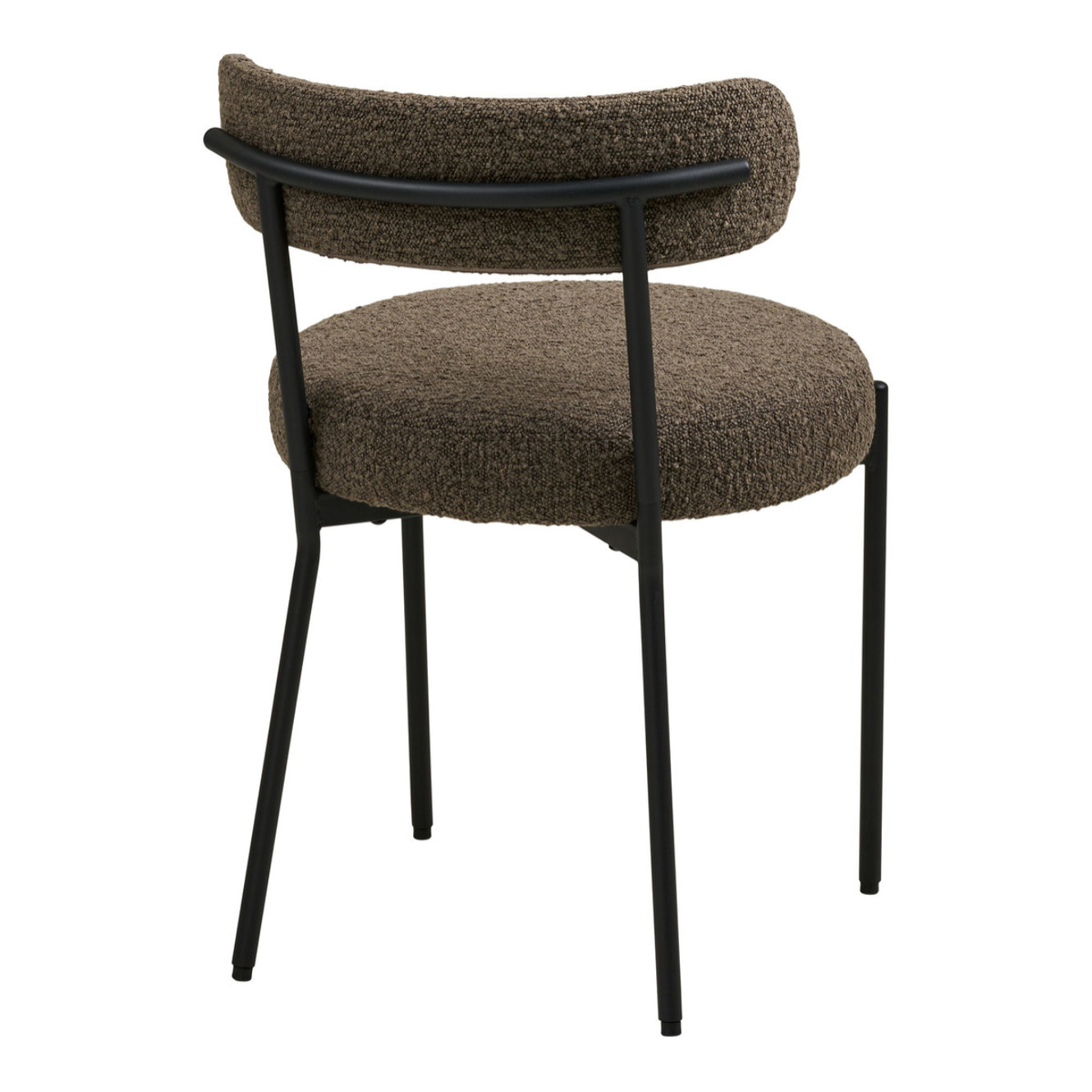 Set 2 sedie da pranzo Badalona in bouclé marrone con gambe nere 49x57x72 cm