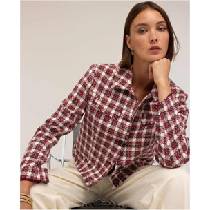 Motivi - Giacca chanel corta in tweed armaturato - Rosso