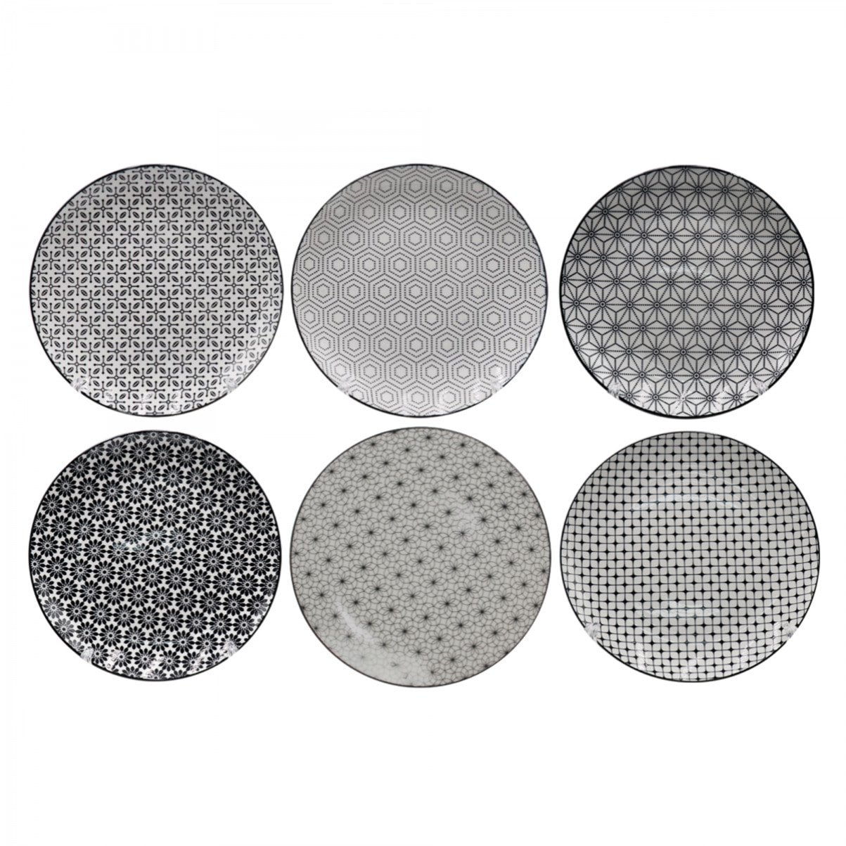 Lot de 6 grandes assiettes, design 2, KOMAE