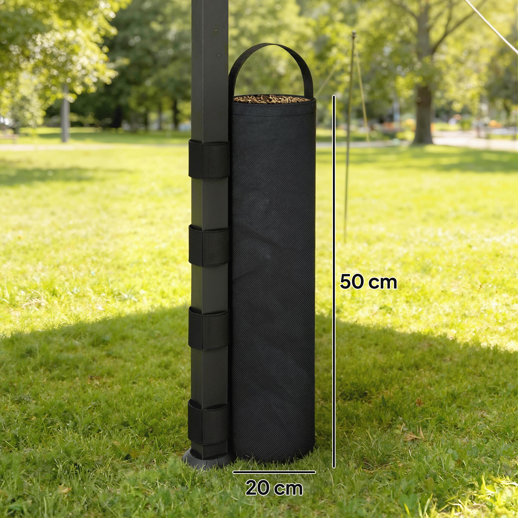 Pack 8 Pesos para Carpas, Bolsas de Pesos Pesas de Piernas para Cenador, Pabellón, Gazebo, de Tela Oxford 600D, Bolsas de Arena para Exteriores, sin Arena, Negro