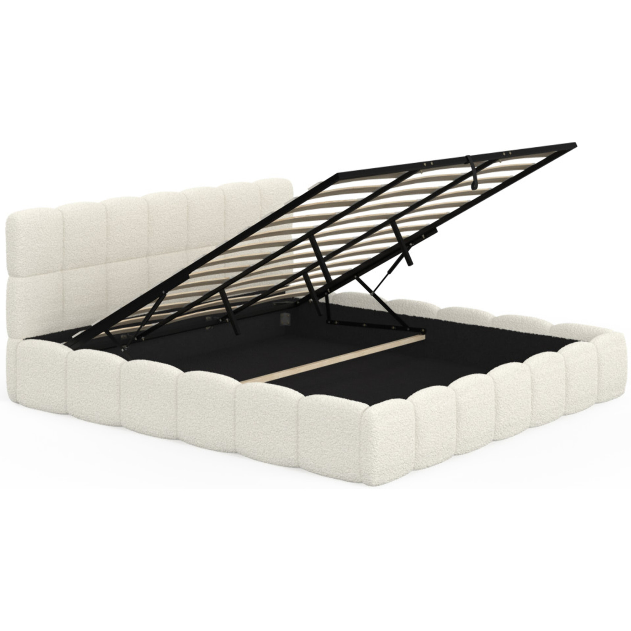 Lit coffre Bubble 180x200cm bouclette blanche
