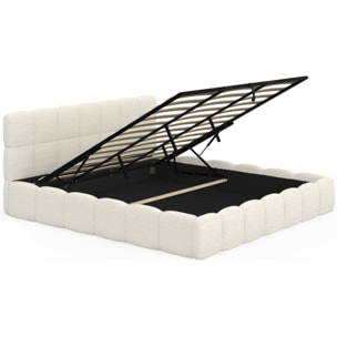 Lit coffre Bubble 180x200cm bouclette blanche