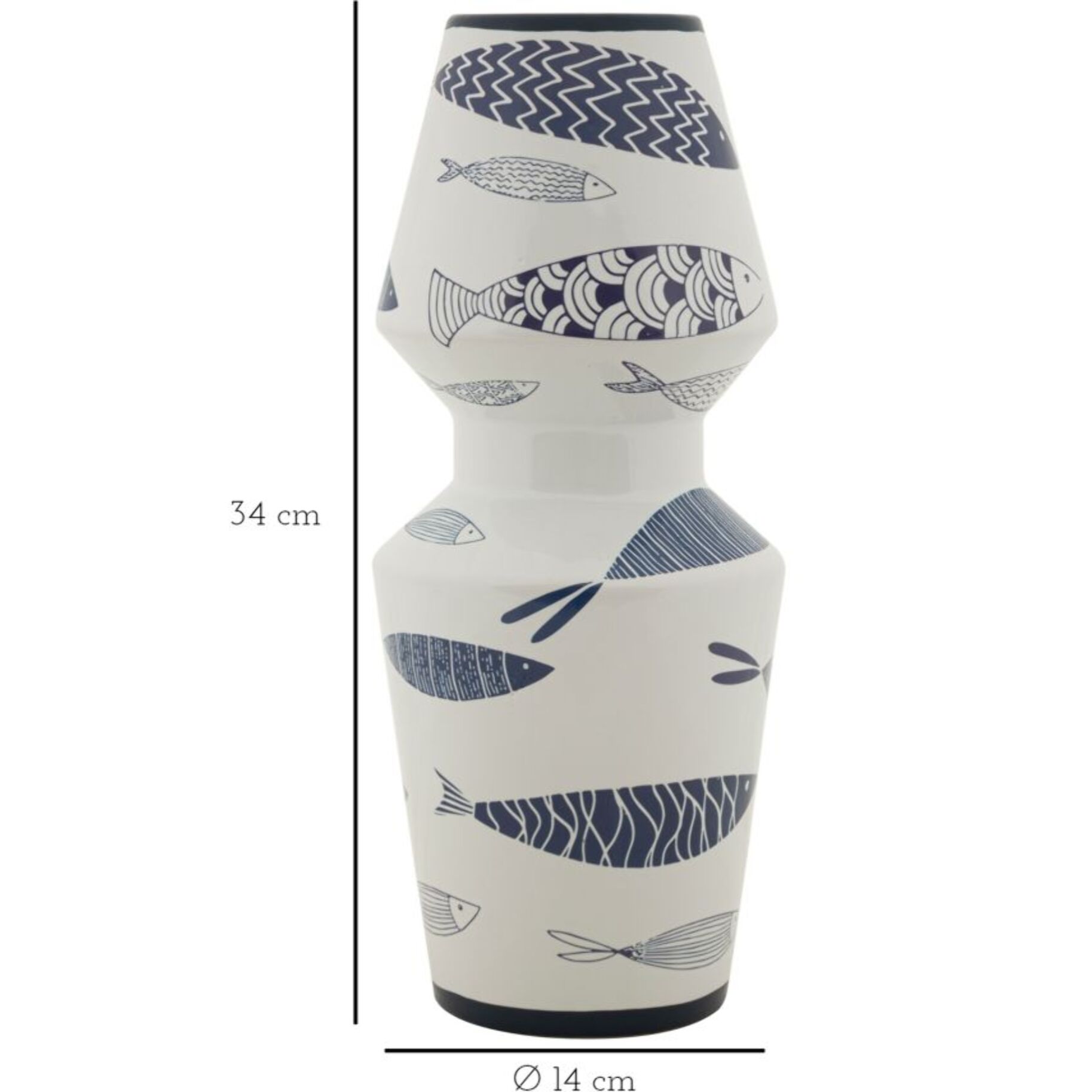 VASO CERAMICA FISH DOUBLE CM Ø 14X34