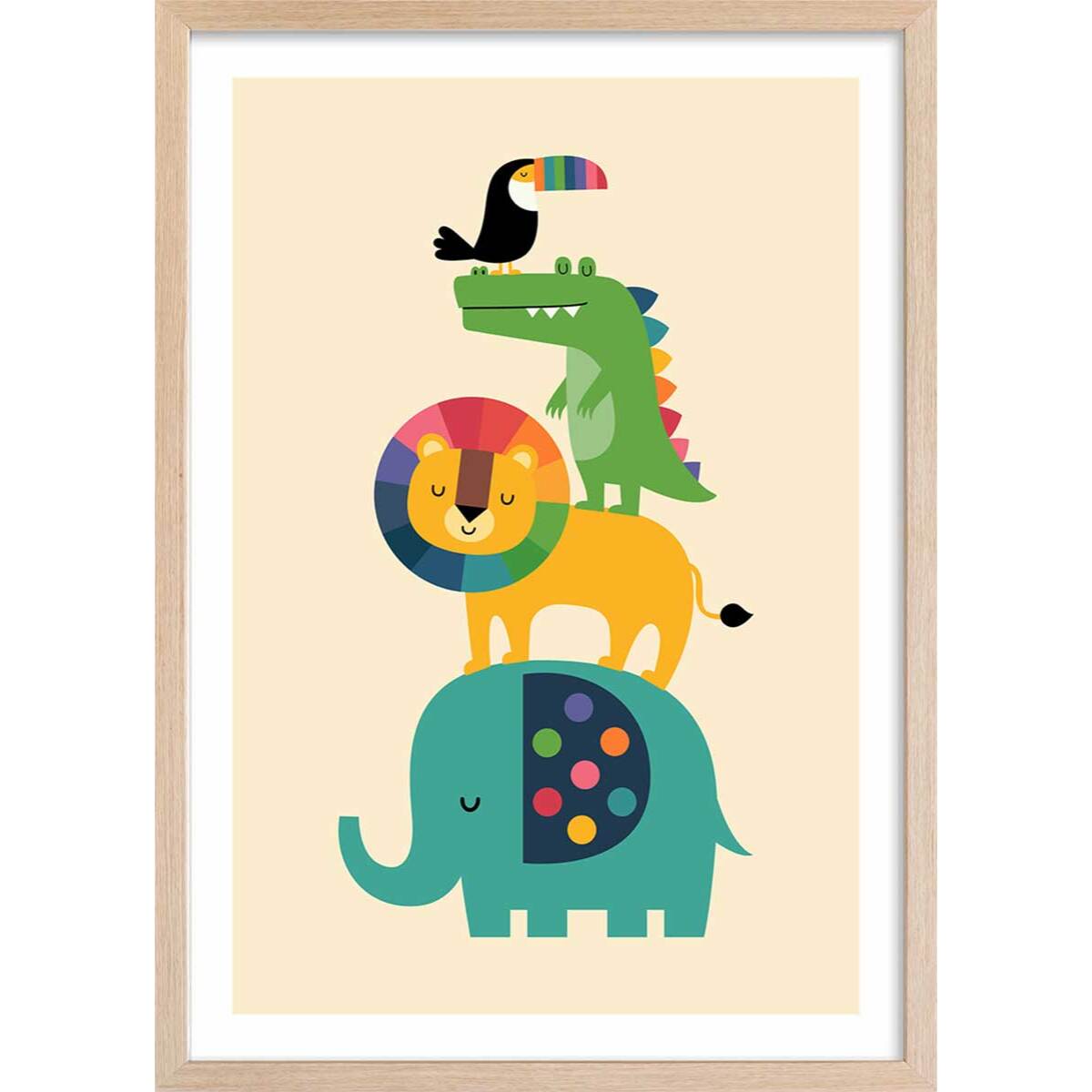 Affiche enfant totem des amis  Affiche + cadre en bois - Chêne