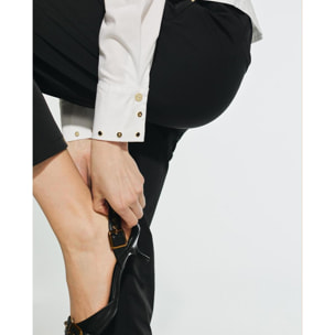 Camicia in Popeline Attillata con Borchie