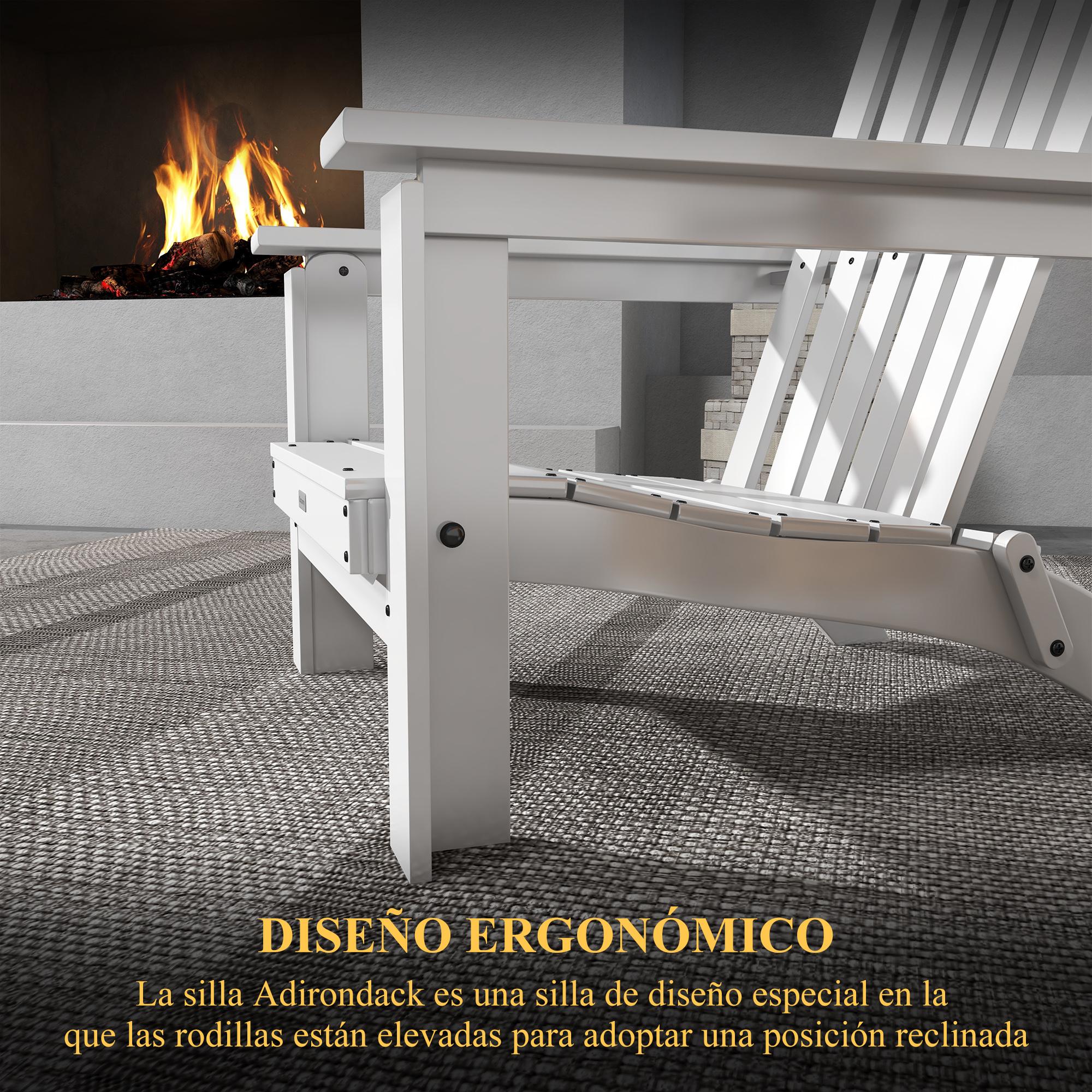 Silla Adirondack de Madera Silla de Jardín Plegable con Reposabrazos Carga 160 kg para Patio Terraza Balcón 68x81x93 cm Blanco