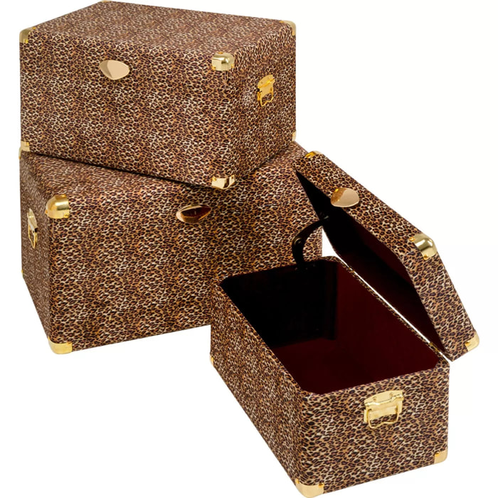 Coffres Wild Animal léopard set de 3 Kare Design