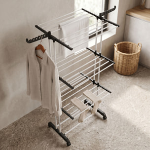 Hangover - Stendibiancheria Verticale 72x171x62,5 cm Stendino 4 Ripiani Pieghevole con Ruote in Resina e Metallo