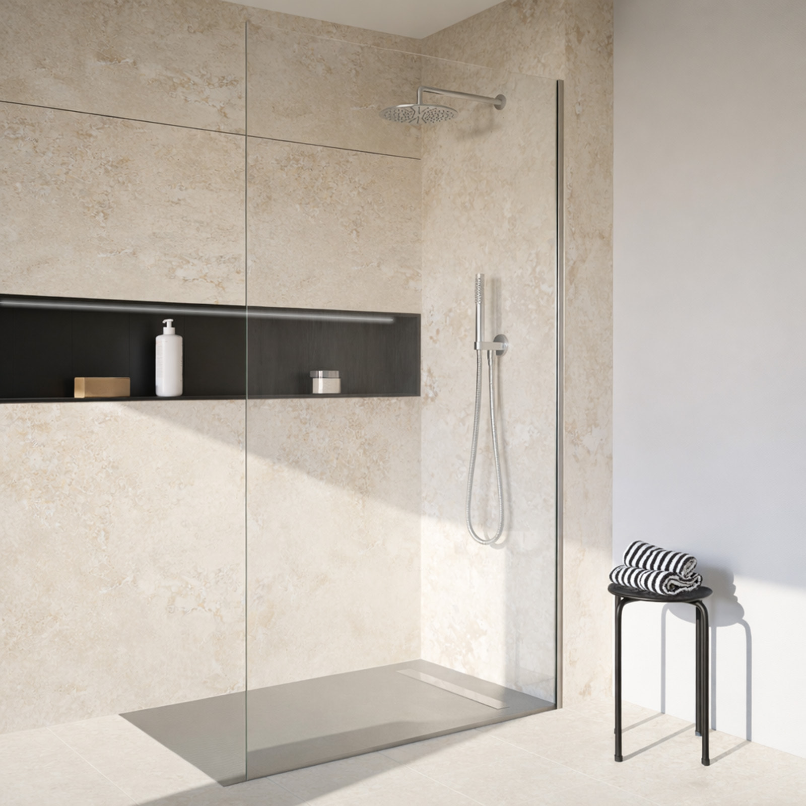 RECEVEUR DE DOUCHE A CARRELER 90x140CM RECOUPABLE AVEC BONDE CANIVEAU