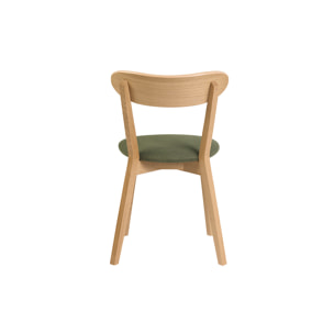 Chaises vintage en bois clair chêne et tissu effet velours texturé vert kaki (lot de 2) DOVE