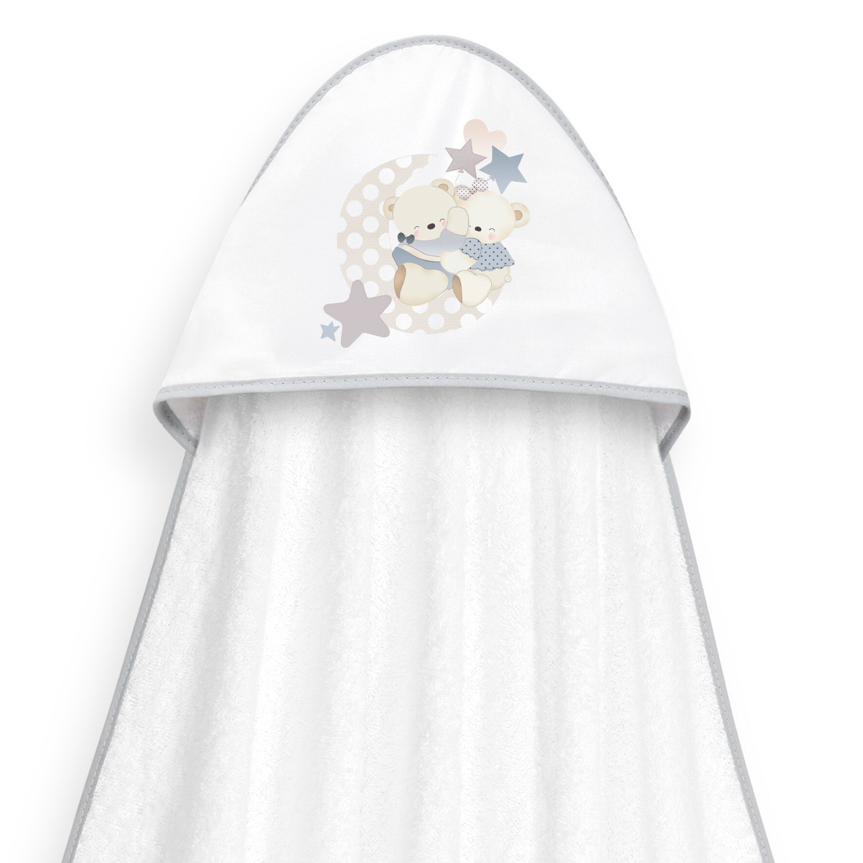 Capa Baño 1X1 Mod Lovely Bear+ Gorro Bco/Gris