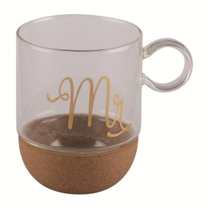 \"\"\"Mug en verre fond liège \"\"\"\"Mr\"\"\"\"\"\"\"