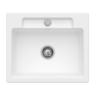 Evier 1 bac Siluet 60 S Stone White CeramicPlus avec vidage manuel