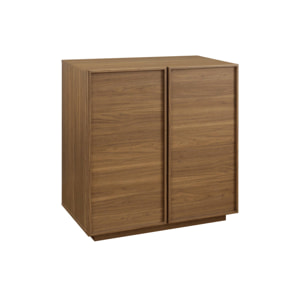 Buffet effet bois noyer 2 portes 80 cm 4 compartiments - L 80 x P 43 x H 85cm - Kuba
