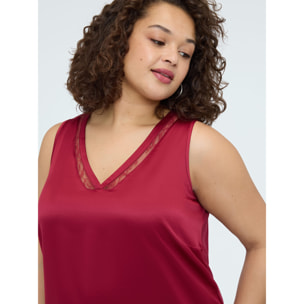 Fiorella Rubino - Top con escote en V y detalle de encaje - Burgundy