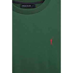 Camiseta verde botella de manga corta y bordado Rigby Go