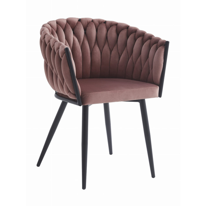 Poltroncina Orion in velluto rosa antico e gambe nere