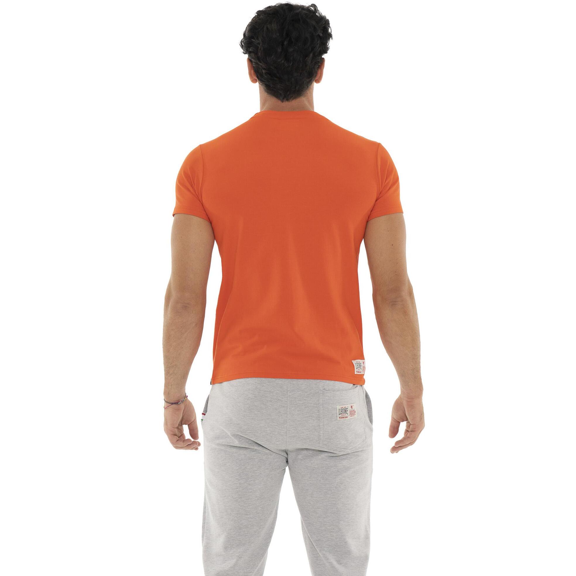 Camiseta de manga corta de algodón elástico con gran logo Leone Basic